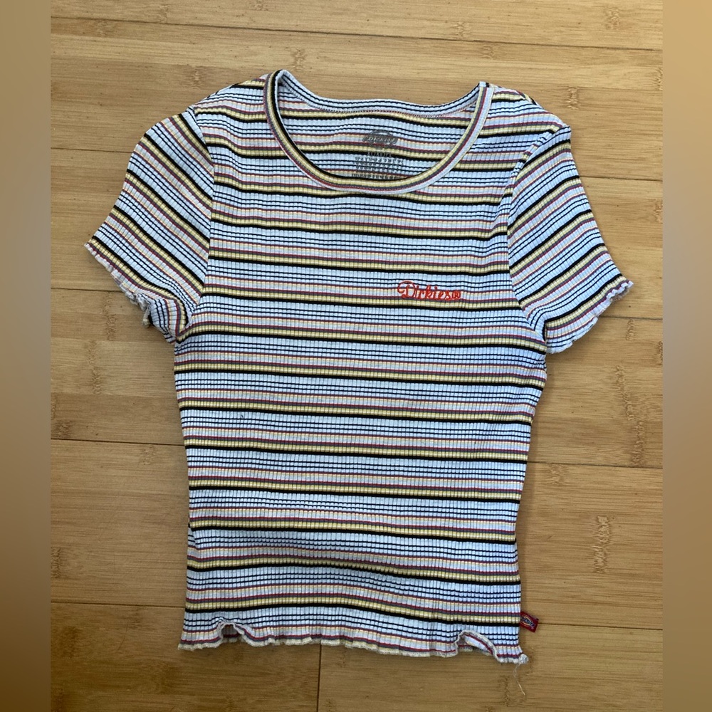 Womens Juniors Size XL Dickies Striped Top Tee Shirt